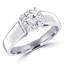 2/3 CT Round Diamond 4-Prong Cathedral Solitaire Engagement Ring in 14K White Gold (MD200034)