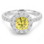 1 1/4 CTW Round Yellow Diamond Cathedral Halo Engagement Ring in 14K White Gold with Accents (MD200082)