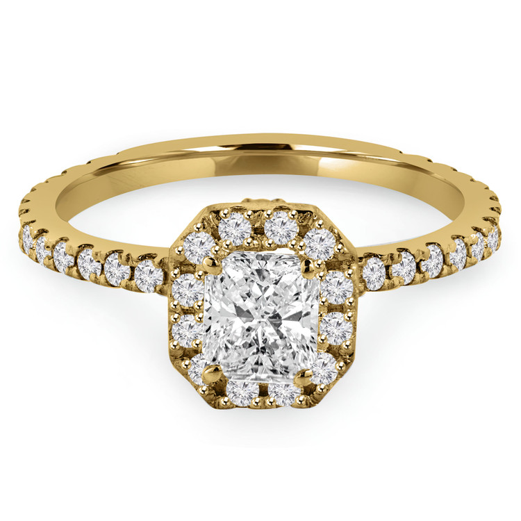 2/3 CTW Radiant Diamond Radiant Halo Engagement Ring in 14K Yellow Gold with Accents (MD200088)
