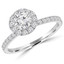 1 1/8 CTW Round Diamond Halo Engagement Ring in 14K White Gold with Accents (MD200100)