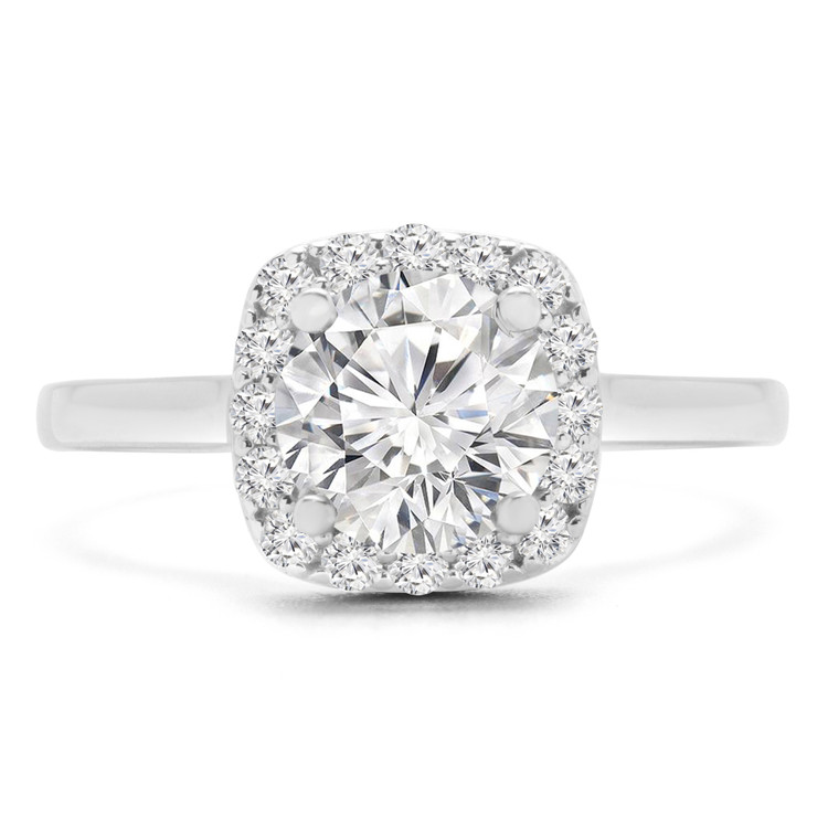 1 1/5 CTW Round Diamond Cathedral Cushion Halo Engagement Ring in 14K White Gold (MD200101)