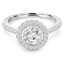 1 1/10 CTW Round Diamond Cathedral Halo Engagement Ring in 14K White Gold with Accents (MD200102)