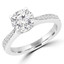 1 CTW Round Diamond Cathedral Tapered Solitaire with Accents Engagement Ring in 14K White Gold (MD200113)