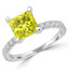 1 9/10 CTW Princess Yellow Diamond Canary Yellow Solitaire with Accents Engagement Ring in 14K White Gold (MD200133)