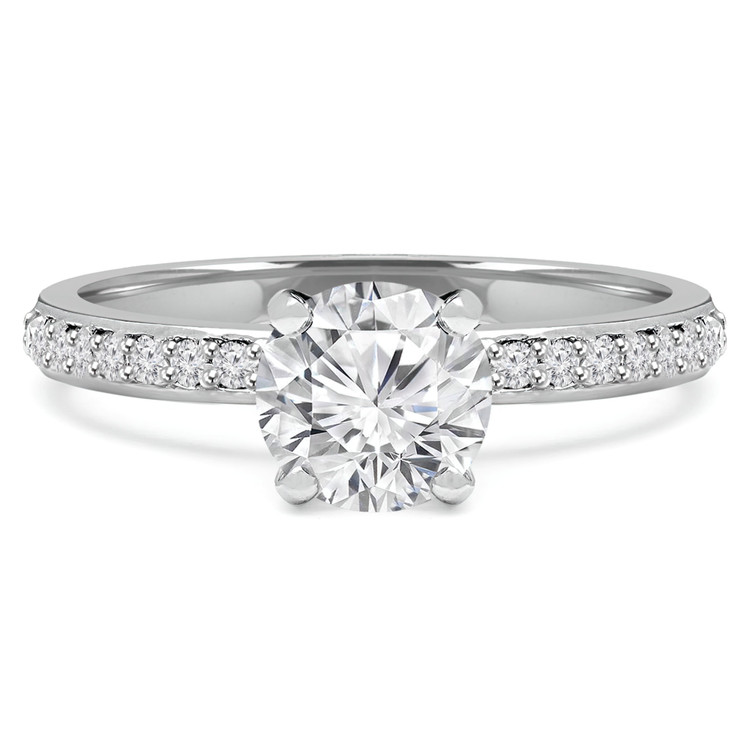 3/4 CTW Round Diamond Solitaire with Accents Engagement Ring in 14K White Gold (MD200138)