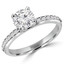 3/4 CTW Round Diamond Solitaire with Accents Engagement Ring in 14K White Gold (MD200138)