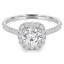 1 1/8 CTW Round Diamond Double Prong Cathedral Cushion Halo Engagement Ring in 14K White Gold with Accents (MD200150)