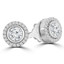1 1/7 CTW Round Diamond Bezel Halo Stud Earrings in 14K White Gold (MD200184)