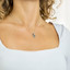3/4 CTW Radiant Blue Diamond Cushion Halo Pendant Necklace in 14K White Gold (MD200190)