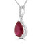 3 1/3 CTW Pear Red Ruby 3-Prong Pear Halo Pendant Necklace in 14K White Gold (MD200196)