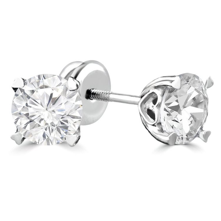 1/4 CTW Round Diamond 4-Prong Stud Earrings in 14K White Gold (MD200204)