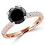 3 CTW Round Black Diamond Solitaire with Accents Engagement Ring in 14K Rose Gold (MD200213)