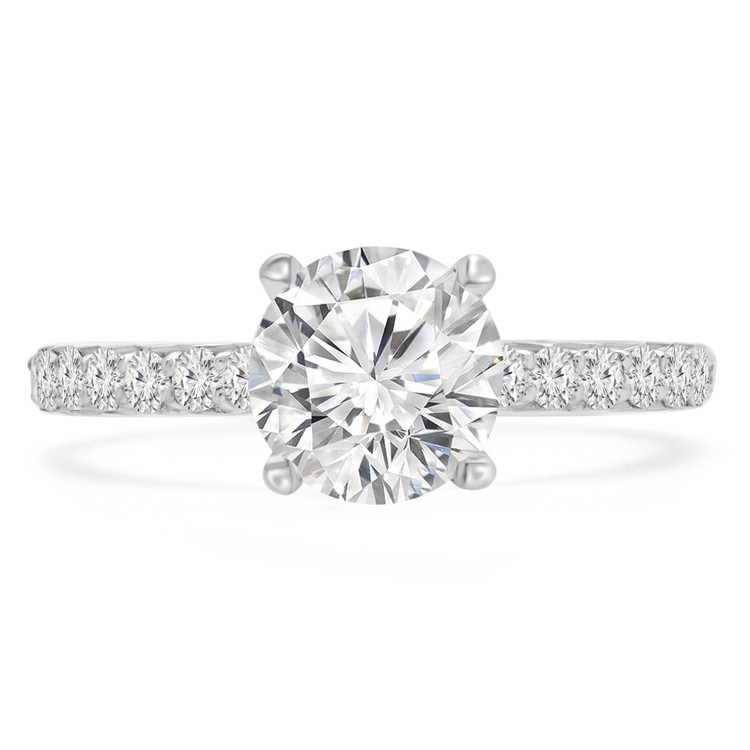 1 2/3 CTW Round Diamond Solitaire with Accents Engagement Ring in 18K White Gold (MD200244)