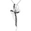 1/2 CTW Round Black Diamond Clover Cross Pendant Necklace in 14K White Gold (MD200247)