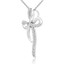 1/2 CTW Round Diamond Clover Cross Pendant Necklace in 14K White Gold (MD200248)