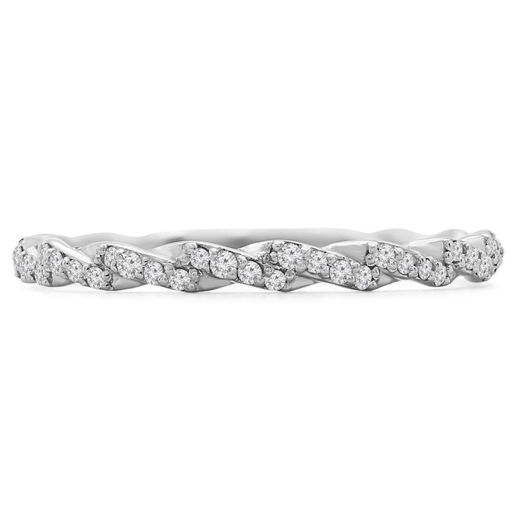 1/4 CTW Round Diamond Twisted Semi-Eternity Anniversary Wedding Band Ring in 14K White Gold (MD200250)