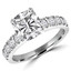 1 3/8 CTW Cushion Diamond Solitaire with Accents Engagement Ring in 14K White Gold (MD200287)