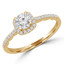 3/5 CTW Round Diamond Cushion Halo Engagement Ring in 14K Yellow Gold with Accents (MD200293)