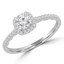 1/2 CTW Round Diamond Cushion Halo Engagement Ring in 14K White Gold with Accents (MD200294)