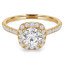 9/10 CTW Round Diamond Cushion Double Prong Halo Engagement Ring in 14K Yellow Gold with Accents (MD200297)