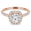 1 CTW Round Diamond Cushion Double Prong Halo Engagement Ring in 14K Rose Gold with Accents (MD200298)
