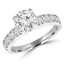 1 1/2 CTW Round Diamond Solitaire with Accents Engagement Ring in 14K White Gold (MD200302)