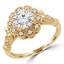 1 1/7 CTW Round Diamond Floral Vintage Halo Engagement Ring in 14K Yellow Gold with Accents (MD200326)