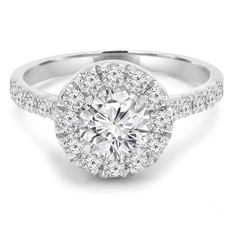 1 7/8 CTW Round Diamond Halo Engagement Ring in 14K White Gold with Accents (MD200348)
