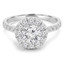 2 1/10 CTW Round Diamond Halo Engagement Ring in 14K White Gold with Accents (MD200349)