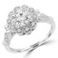3/5 CTW Round Diamond Floral Vintage Halo Engagement Ring in 14K White Gold with Accents (MD200356)