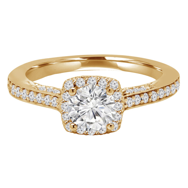 4/5 CTW Round Diamond Cushion Halo Engagement Ring in 14K Yellow Gold with Accents (MD200360)