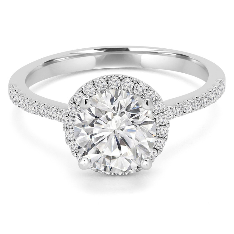 7/8 CTW Round Diamond Halo Engagement Ring in 14K White Gold with Accents (MD200361)