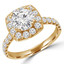 1 1/7 CTW Round Diamond Cushion Halo Engagement Ring in 14K Yellow Gold with Accents (MD200365)