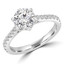 1 1/4 CTW Round Diamond 6-Prong Tapered Solitaire with Accents Engagement Ring in 14K White Gold (MD200384)