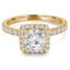 1 1/4 CTW Round Diamond Cushion Halo Engagement Ring in 14K Yellow Gold with Accents (MD200398)