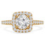 1 1/10 CTW Round Diamond Cushion Halo Engagement Ring in 14K Yellow Gold (MD200408)