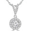 2/3 CTW Round Diamond Halo Pendant Necklace in 14K White Gold (MD200409)