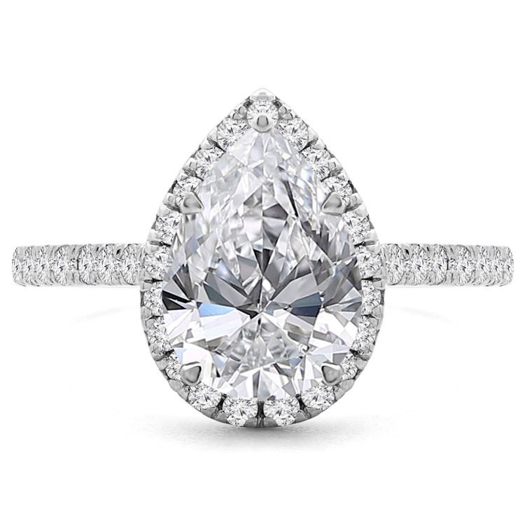 1 1/2 CTW Pear Diamond Pear Halo Engagement Ring in 14K White Gold (MD200419)
