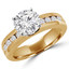 1 1/2 CTW Round Diamond Solitaire with Accents Engagement Ring in 14K Yellow Gold (MD200470)