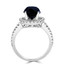 2 1/3 CTW Round Blue Sapphire Halo Cocktail Engagement Ring in 14K White Gold with Accents (MD200477)