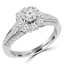 1 1/7 CTW Round Diamond Floral Halo Engagement Ring in 14K White Gold with Accents (MD200482)