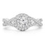 1 CTW Round Diamond Twisted Split-Shank Halo Engagement Ring in 14K White Gold with Accents (MD200485)