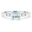 1 CTW Princess Blue Aquamarine Three-Stone V-Prong Cocktail Engagement Ring in 14K White Gold (MD200492)