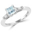 1 CTW Princess Blue Aquamarine Three-Stone V-Prong Cocktail Engagement Ring in 14K White Gold (MD200492)