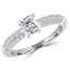 3/4 CTW Radiant Diamond Three-Row Solitaire with Accents Engagement Ring in 14K White Gold (MD200503)
