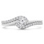 2/5 CTW Round Diamond Bypass Solitaire with Accents Engagement Ring in 14K White Gold (MD200504)
