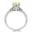 9/10 CTW Round Yellow Diamond 6-Prong Vintage Solitaire with Accents Engagement Ring in 14K White Gold (MD200506)