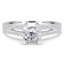 1 1/3 CTW Radiant Diamond Two-Row Solitaire with Accents Engagement Ring in 14K White Gold (MD200509)