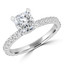 1 5/8 CTW Cushion Diamond Hidden Halo Solitaire with Accents Engagement Ring in 14K White Gold (MD200527)