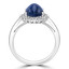 3 1/2 CTW Cabochon Blue Sapphire Oval Halo Cocktail Engagement Ring in 14K White Gold (MD200534)